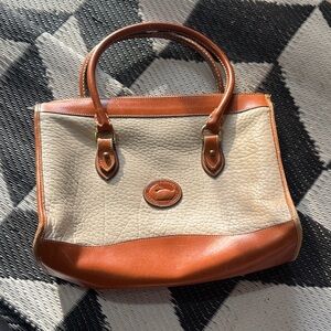 Dooney & Bourke Leather Tote in Cream and Tan